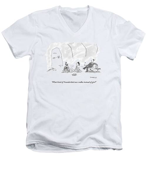 A Caveman And Cavewoman Sit On The Floor #1 Men's V-Neck T-Shirt