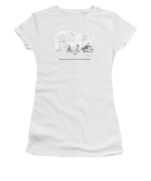 A Caveman And Cavewoman Sit On The Floor #1 Women's T-Shirt