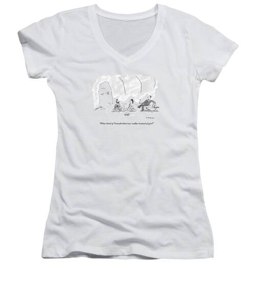 A Caveman And Cavewoman Sit On The Floor #1 Women's V-Neck