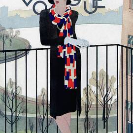 A Vintage Vogue Magazine Cover Of A Woman by Pierre Mourgue