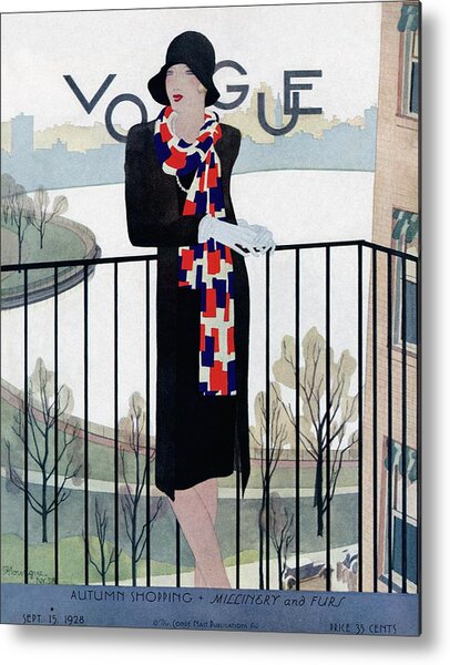 A Vintage Vogue Magazine Cover Of A Woman #1 Metal Print