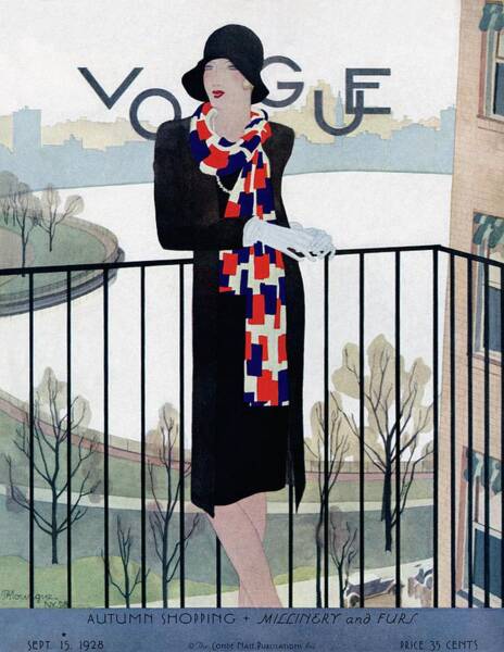 A Vintage Vogue Magazine Cover Of A Woman #1 Art Print