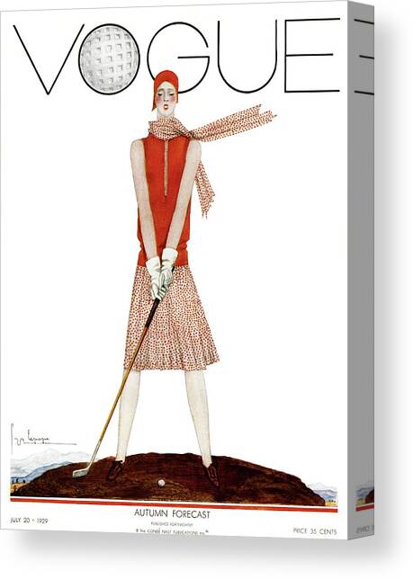 A Vintage Vogue Magazine Cover Of A Woman #12 Canvas Art Print by Georges Lepape