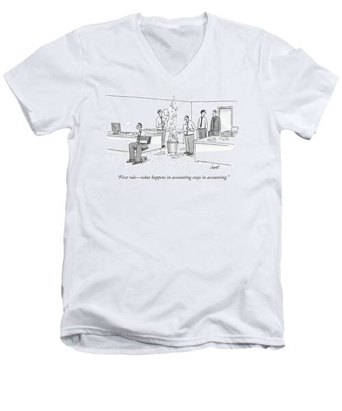 First Rule - What Happens In Accounting Stays Men's V-Neck T-Shirt