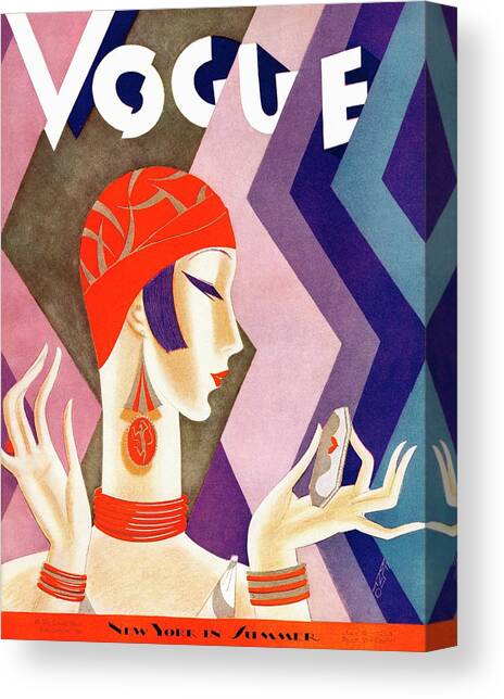 A Vintage Vogue Magazine Cover Of A Woman #7 Canvas Art Print by Eduardo Garcia Benito