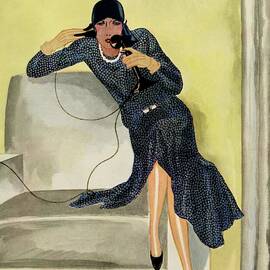 A Vintage Vogue Magazine Cover Of A Woman by Pierre Mourgue