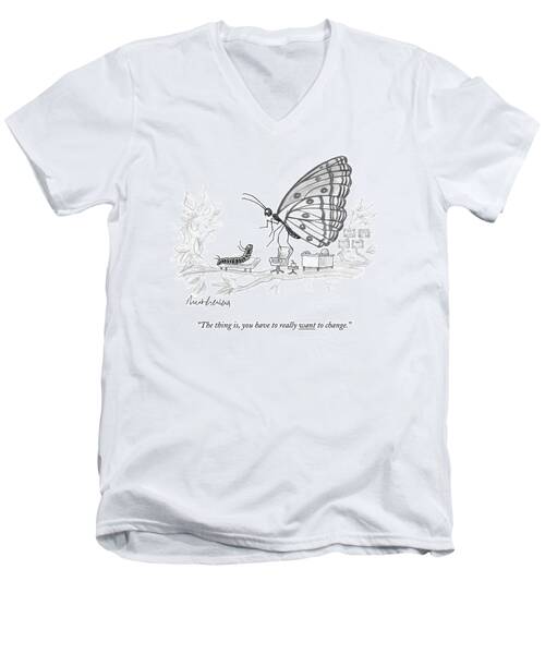 A Butterfly Speaks To A Caterpillar Men's V-Neck T-Shirt