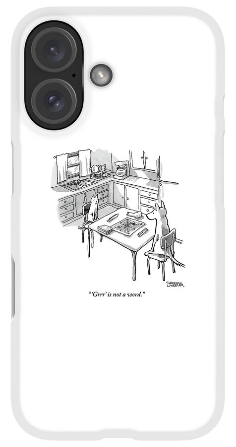 iPhone Case - A Cat And Dog Play Scrabble In A Kitchen. 'grrr' by Shannon Wheeler