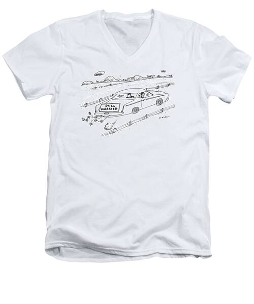 A Couple Driving A Car With A Still Married Sign Men's V-Neck T-Shirt