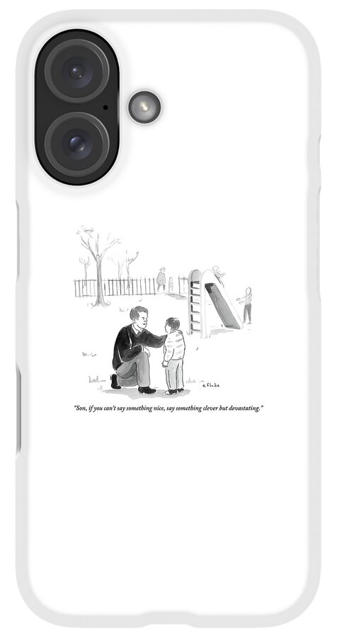 iPhone Case - A Father Encourages His Son At The Playground by Emily Flake