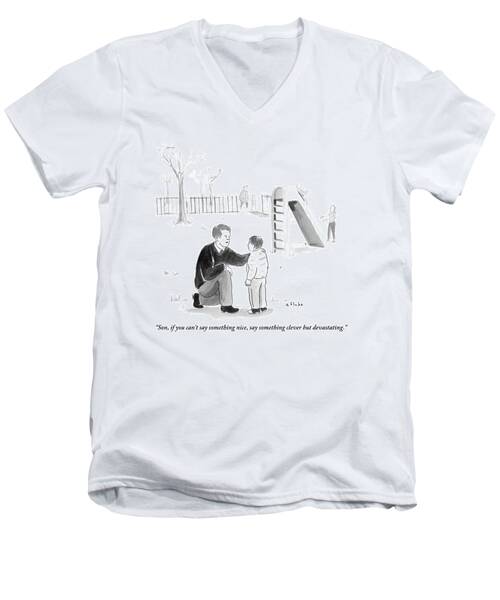 A Father Encourages His Son At The Playground Men's V-Neck T-Shirt
