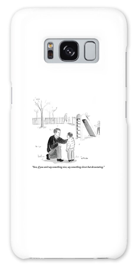 Galaxy Case - A Father Encourages His Son At The Playground by Emily Flake
