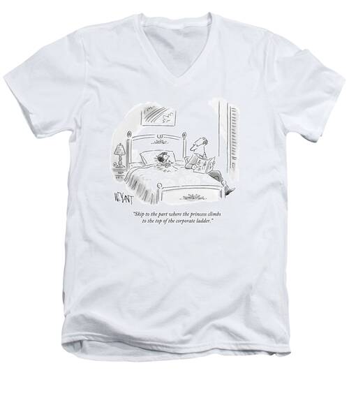 A Father Reads His Daughter A Bedtime Story Men's V-Neck T-Shirt