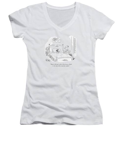 A Father Reads His Daughter A Bedtime Story Women's V-Neck