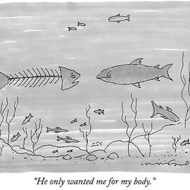 A Fish Skeleton With A Head Speaks To Another by Michael Crawford