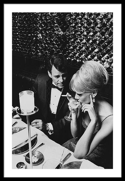 A Glamorous 1960s Couple Dining Framed Print