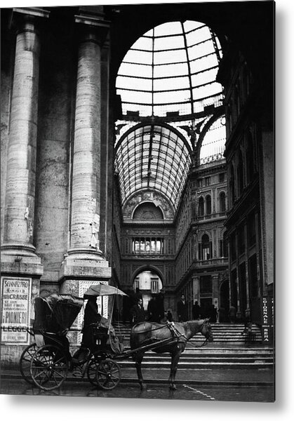 A Horse And Cart By The Galleria Umberto Metal Print