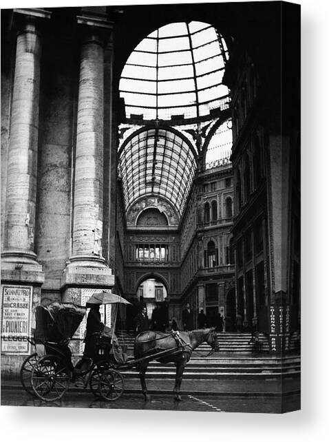 A Horse And Cart By The Galleria Umberto Canvas Art Print by Robert Randall