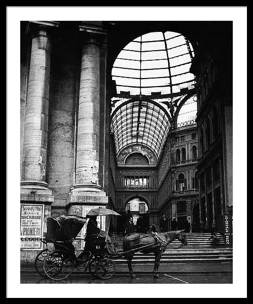 A Horse And Cart By The Galleria Umberto Framed Print