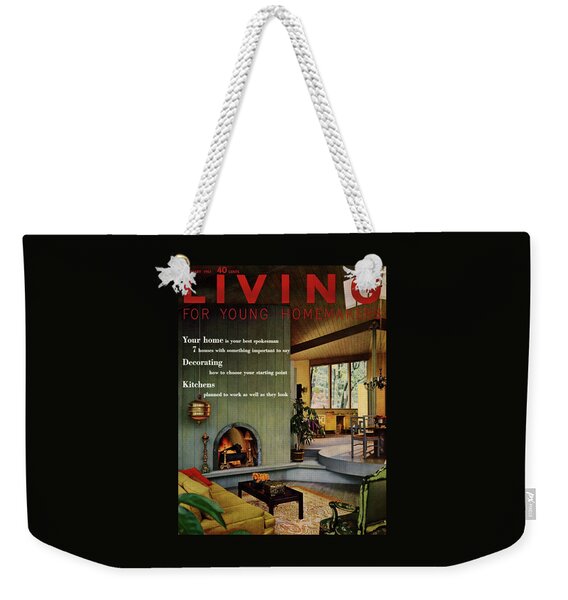 A Living Room With Sherwin-williams Wood-paneling Weekender Tote Bag