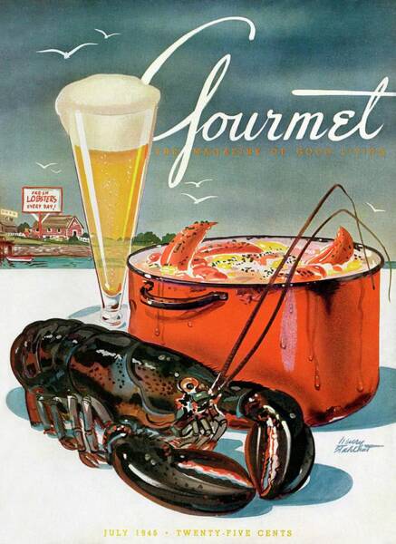 A Lobster And A Lobster Pot With Beer Art Print