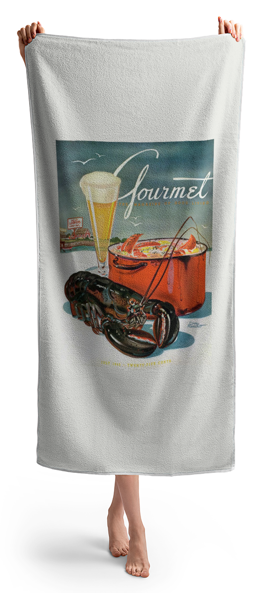 A Lobster And A Lobster Pot With Beer Beach Towel