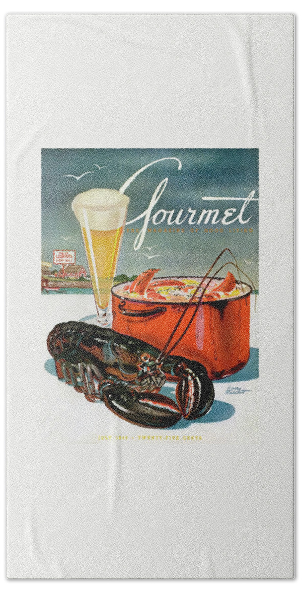A Lobster And A Lobster Pot With Beer Hand Towel