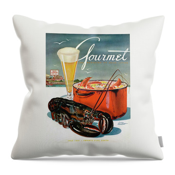 A Lobster And A Lobster Pot With Beer Throw Pillow