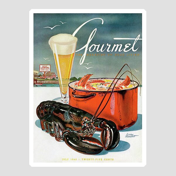 A Lobster And A Lobster Pot With Beer Sticker