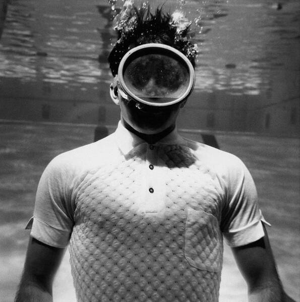 A Male Model Underwater In A Pool With A Scuba Art Print