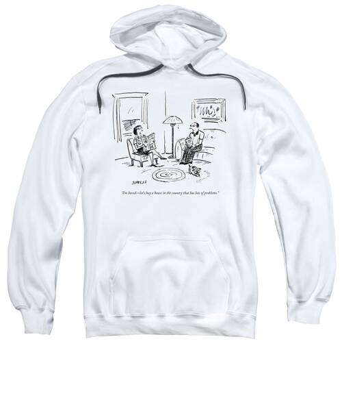 A Man And A Woman Talk In Their Living Room Sweatshirt