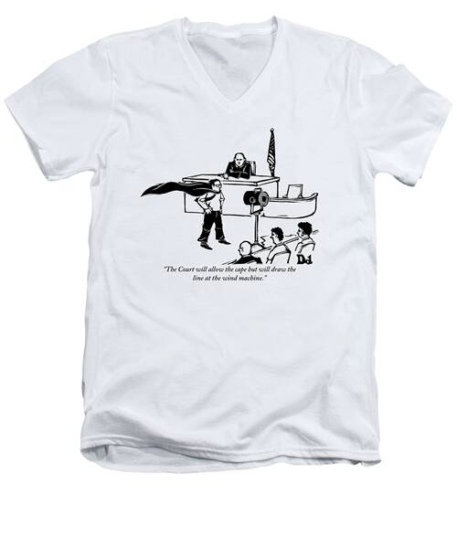 A Man Is Seen Wearing A Cape Next To A Wind Men's V-Neck T-Shirt