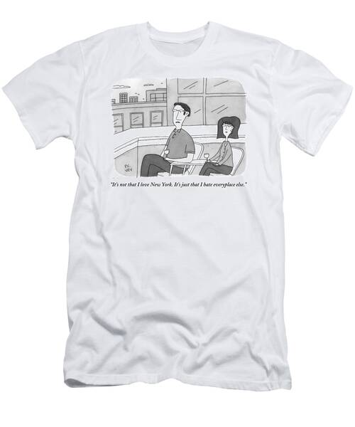 A Man Speaks To A Woman On A Balcony In The City T-Shirt