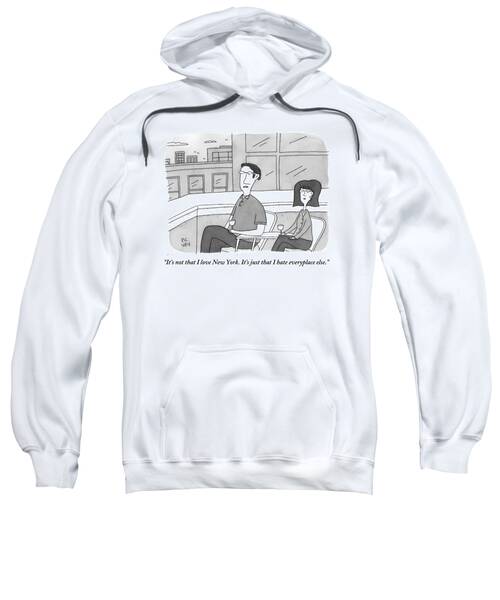 A Man Speaks To A Woman On A Balcony In The City Sweatshirt