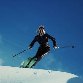 A Model Wearing A Ernst Engel Ski Suit by Franco Rubartelli