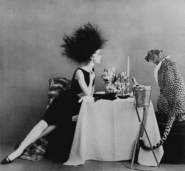 A Model With A Cheetah Art Print