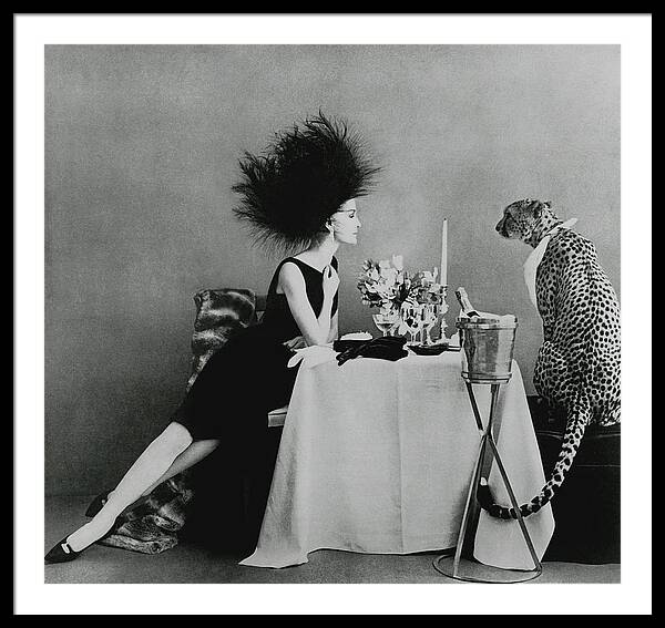 A Model With A Cheetah Framed Print