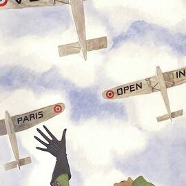 A Vogue Cover Of A Woman Waving To Planes by Pierre Mourgue