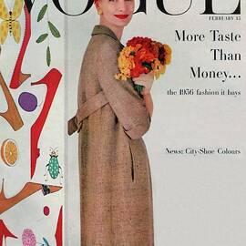 A Vogue Cover Of Sunny Harnett With Flowers by Karen Radkai