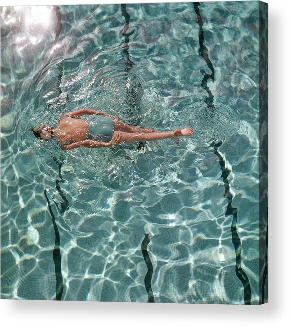 A Woman Swimming In A Pool Acrylic Print