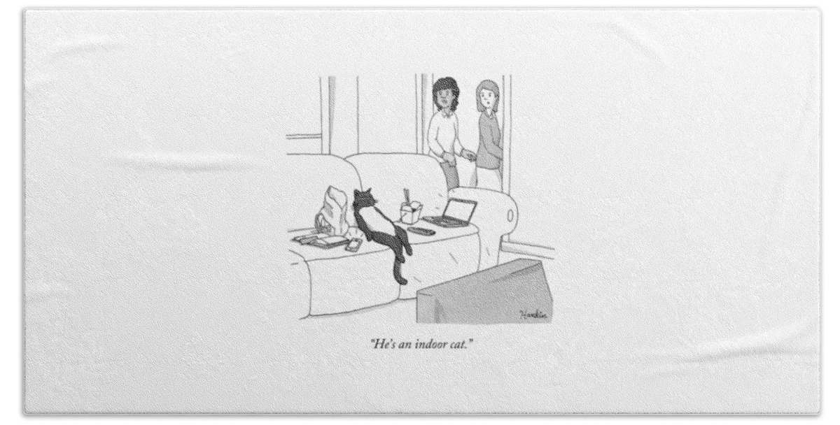 He's An Indoor Cat Bath Towel