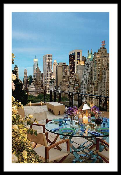 Balcony With Dining Table Framed Print