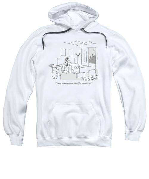 Businessman Sitting On A Bed In Hotel Room Sweatshirt