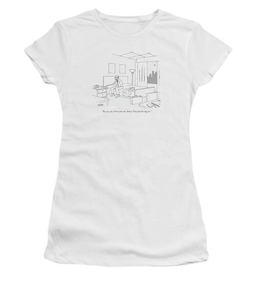 Businessman Sitting On A Bed In Hotel Room Women's T-Shirt
