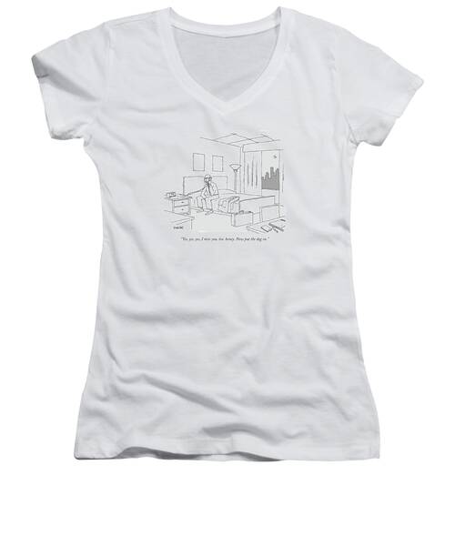 Businessman Sitting On A Bed In Hotel Room Women's V-Neck