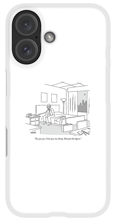 iPhone Case - Businessman Sitting On A Bed In Hotel Room by Jack Ziegler