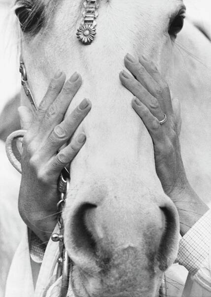 Conchita Cintron Holding The Head Of A Horse Art Print