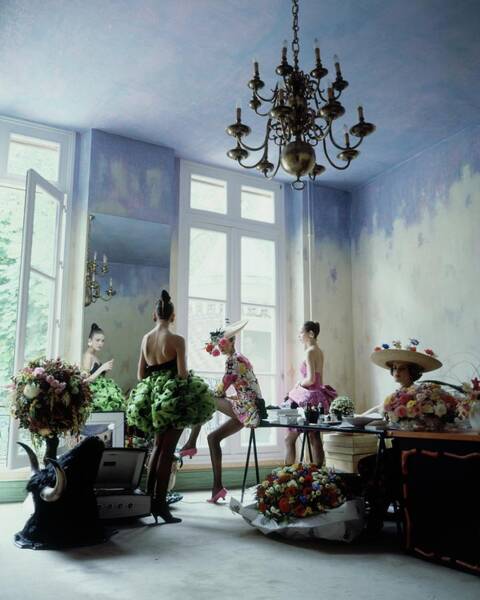 Wall Art - Photograph - Four Models Inside Christian Lacroix's Studio by Arthur Elgort