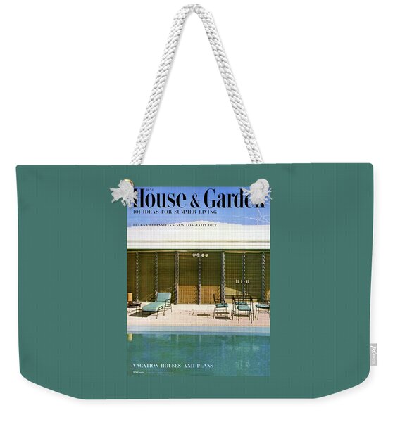 House & Garden Cover Of A Swimming Pool At Miami Weekender Tote Bag