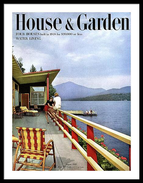 House & Garden Cover Of Women Sitting On The Deck Framed Print